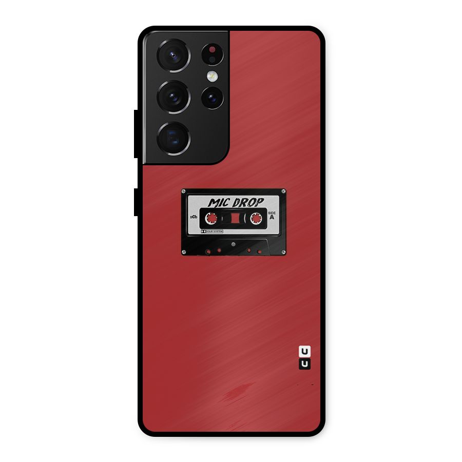 Mic Drop Cassette Minimalistic Metal Back Case for Galaxy S21 Ultra 5G