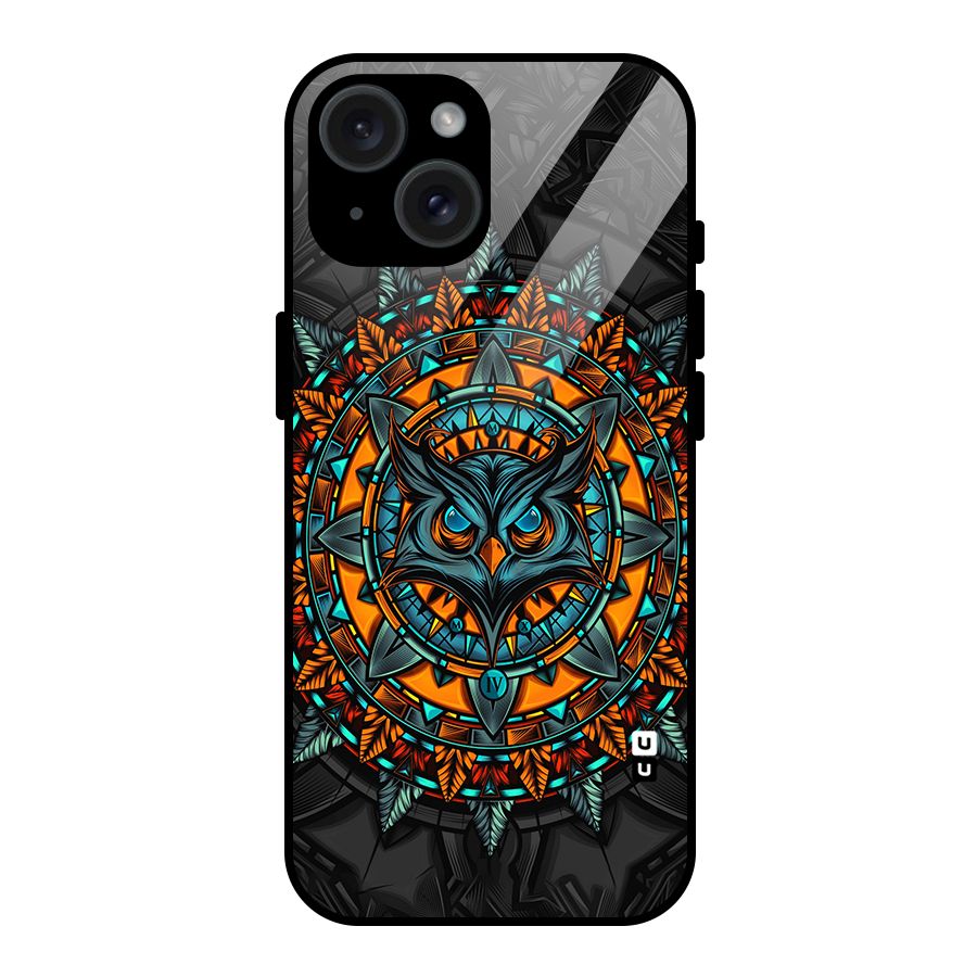 Mighty Owl Artwork Glass Back Case for iPhone 15
