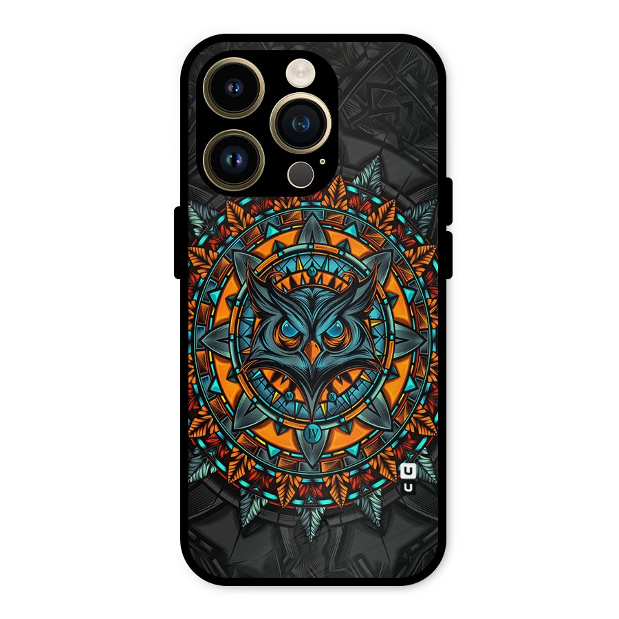 Mighty Owl Artwork Metal Back Case for iPhone 14 Pro