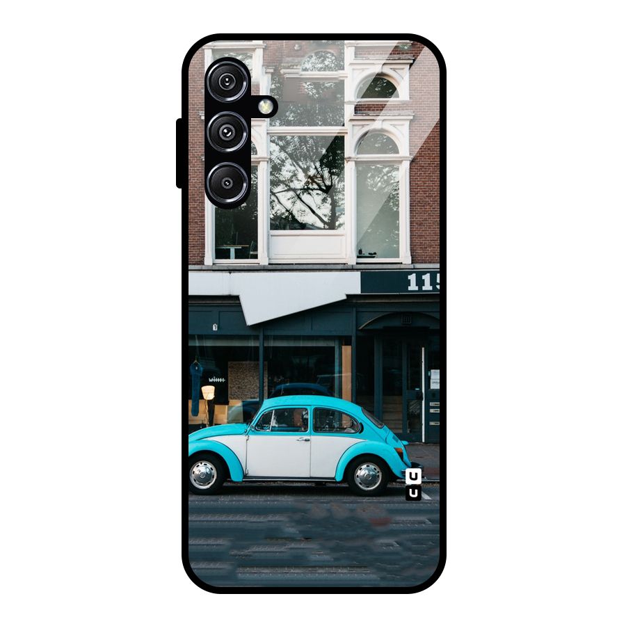 Mini Blue Car Glass Back Case for Galaxy M34 5G