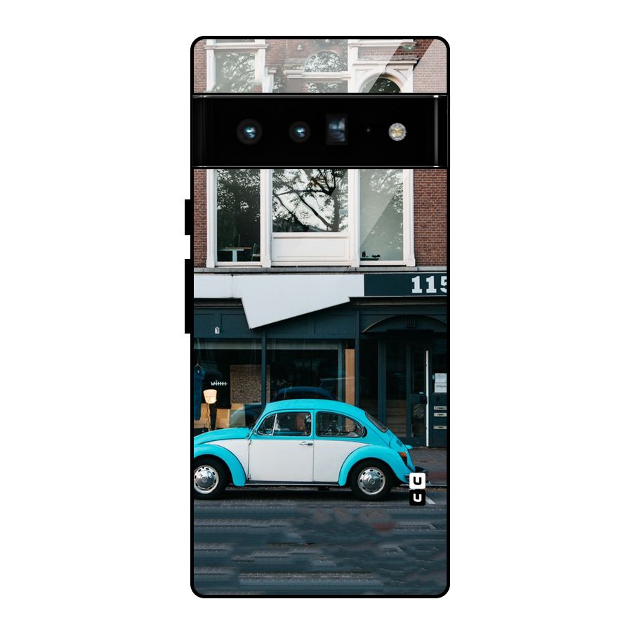 Mini Blue Car Glass Back Case for Google Pixel 6 Pro