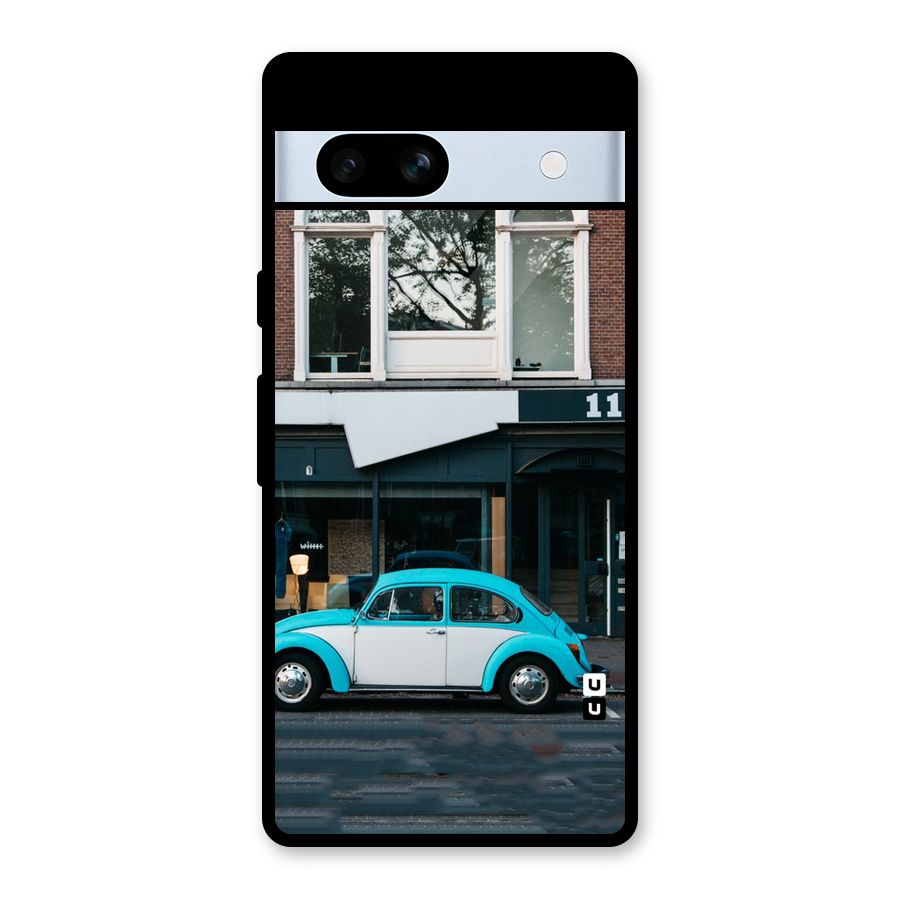 Mini Blue Car Glass Back Case for Google Pixel 7a