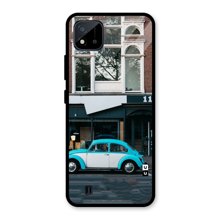 Mini Blue Car Glass Back Case for Realme C11 2021