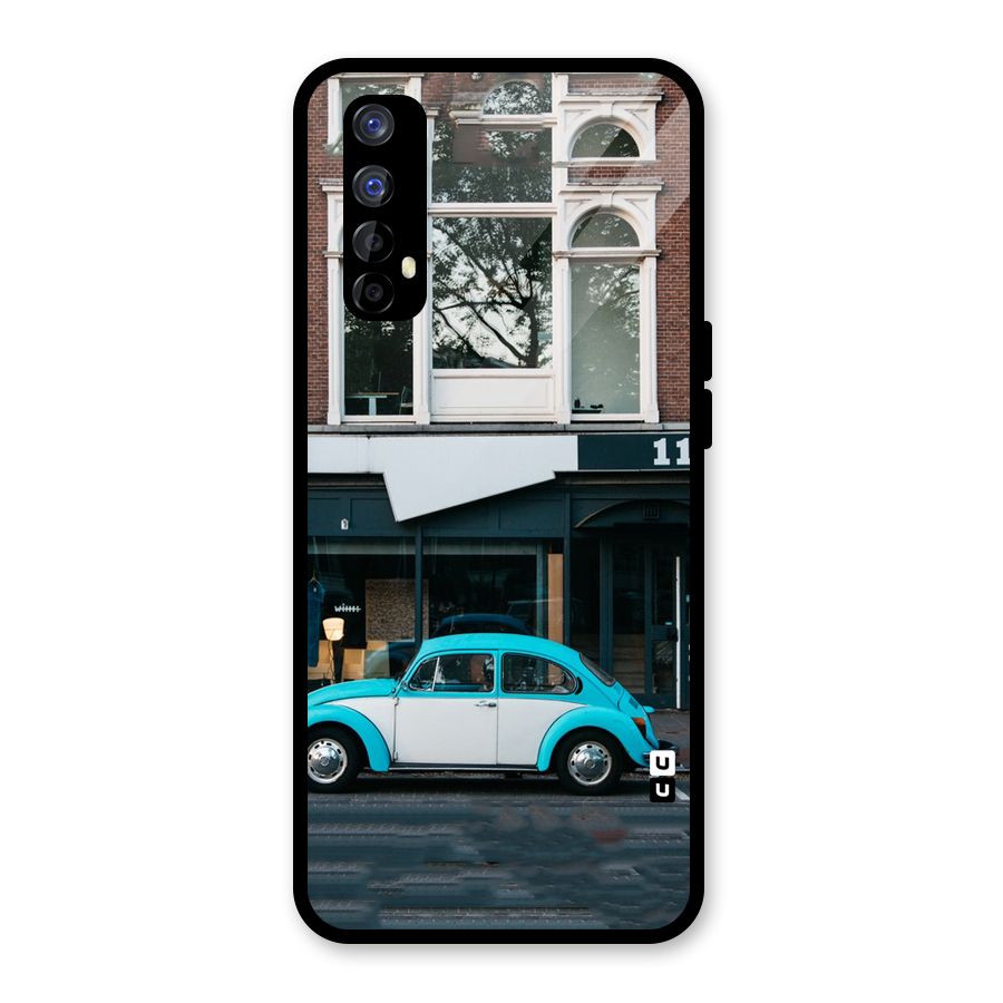 Mini Blue Car Glass Back Case for Realme Narzo 20 Pro