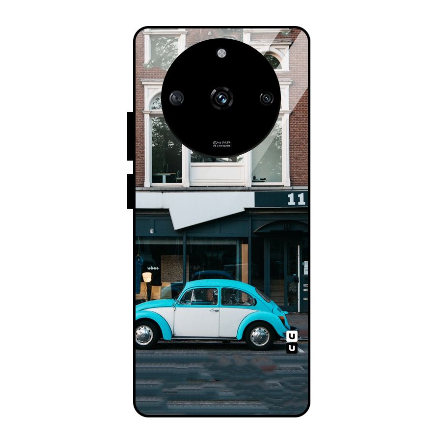 Mini Blue Car Glass Back Case for Realme Narzo 60 5G
