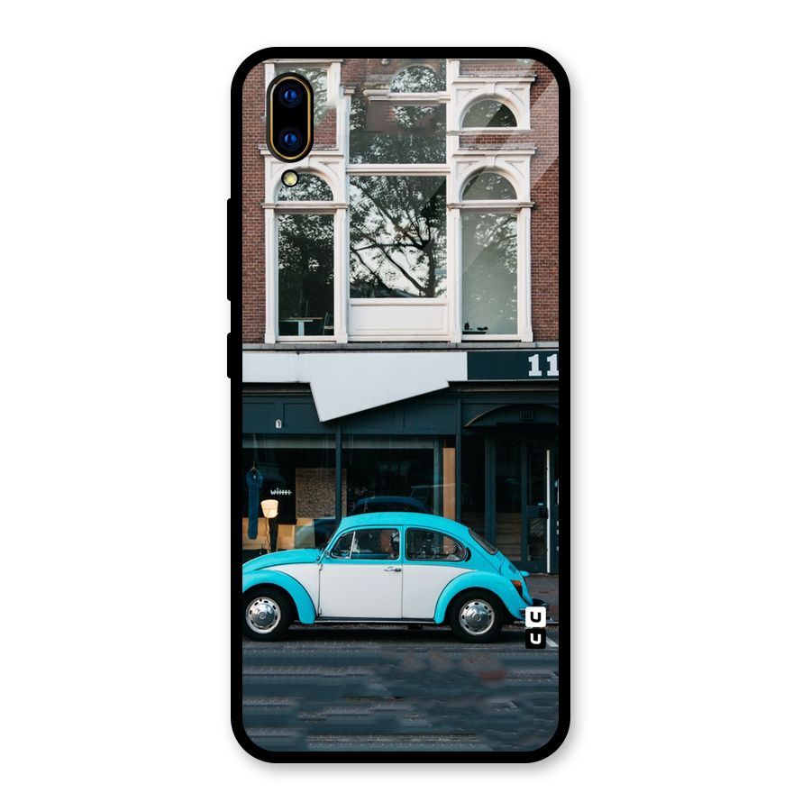 Mini Blue Car Glass Back Case for Vivo V11 Pro