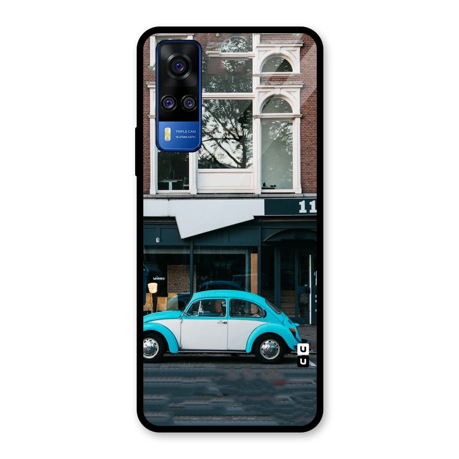 Mini Blue Car Glass Back Case for Vivo Y31
