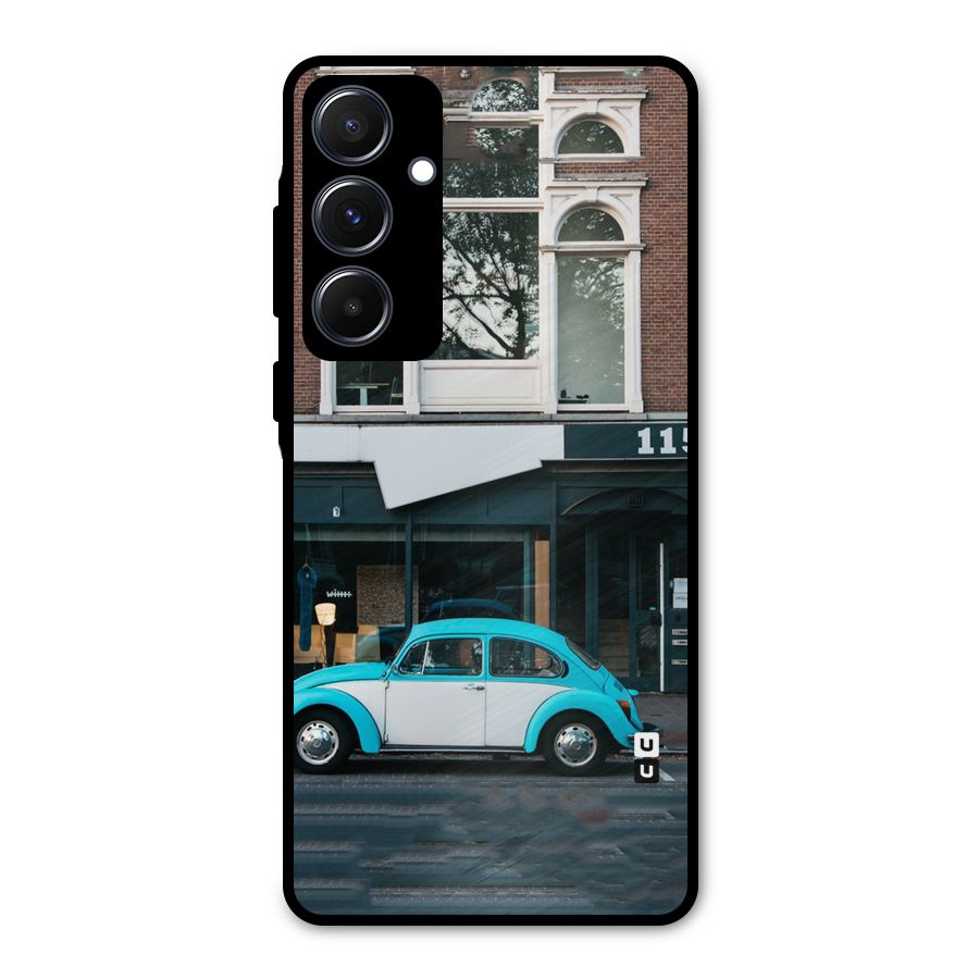 Mini Blue Car Metal Back Case for Galaxy A55