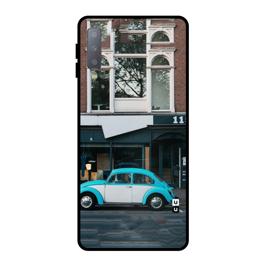 Mini Blue Car Metal Back Case for Galaxy A7 (2018)