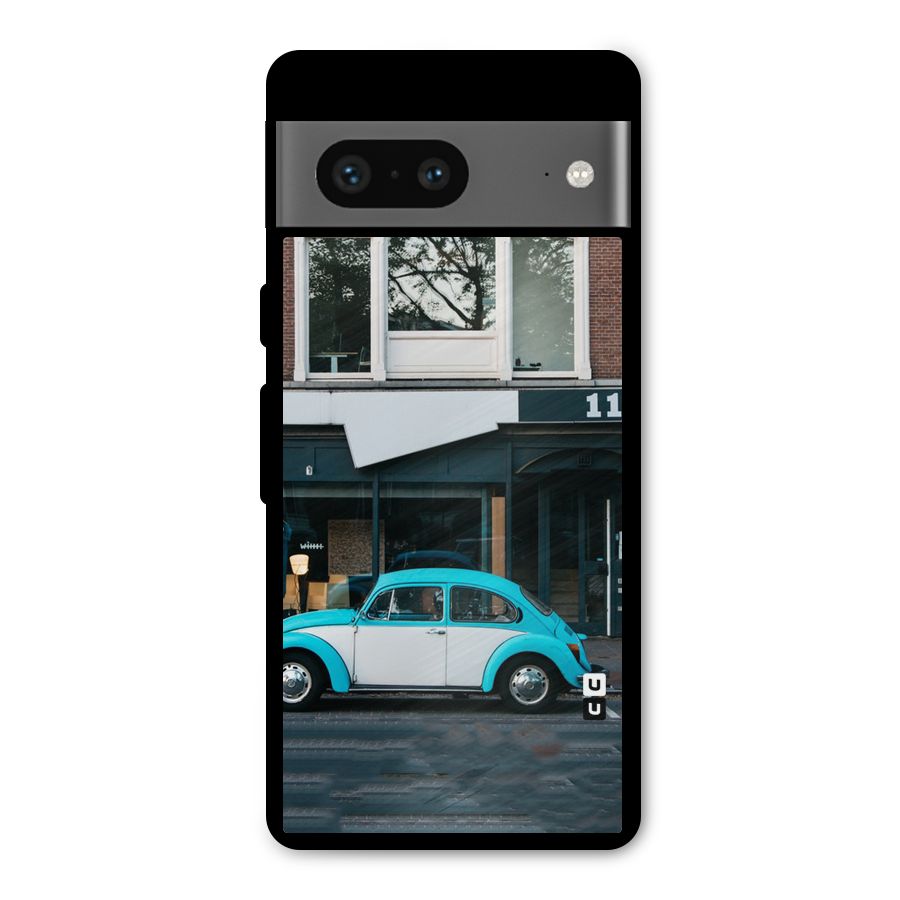 Mini Blue Car Metal Back Case for Google Pixel 7