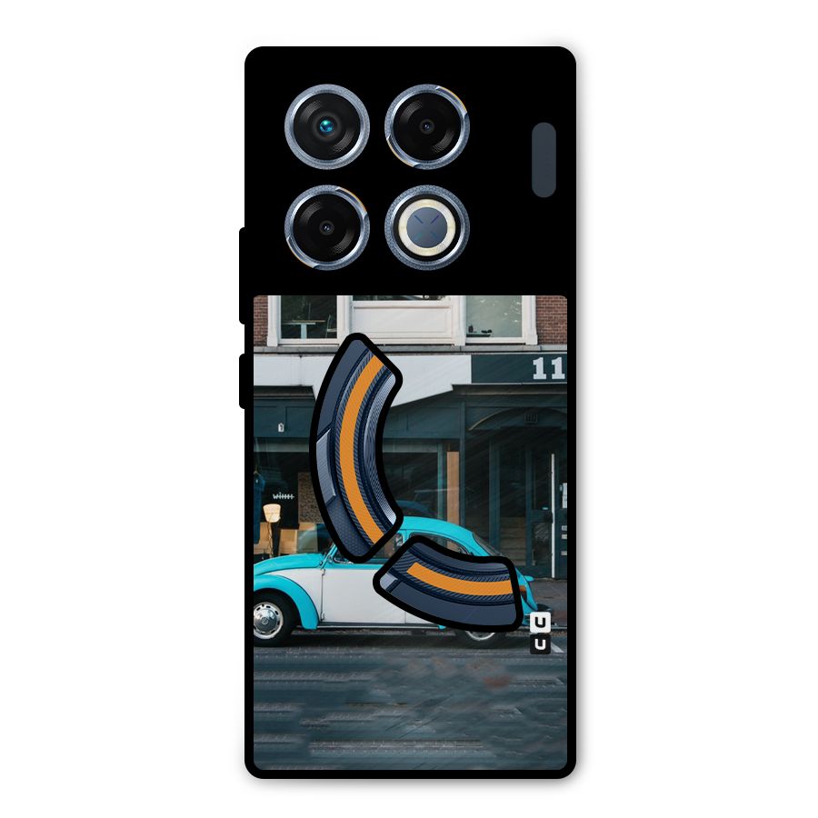 Mini Blue Car Metal Back Case for Infinix GT 20 Pro
