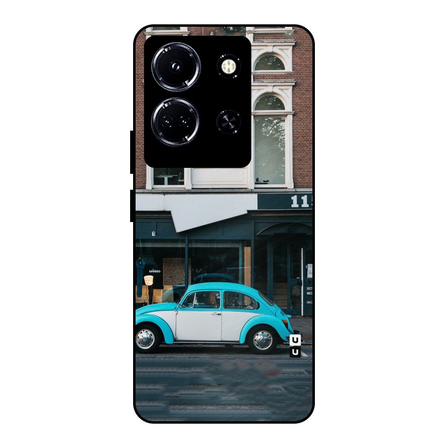 Mini Blue Car Metal Back Case for Infinix Note 30 5G