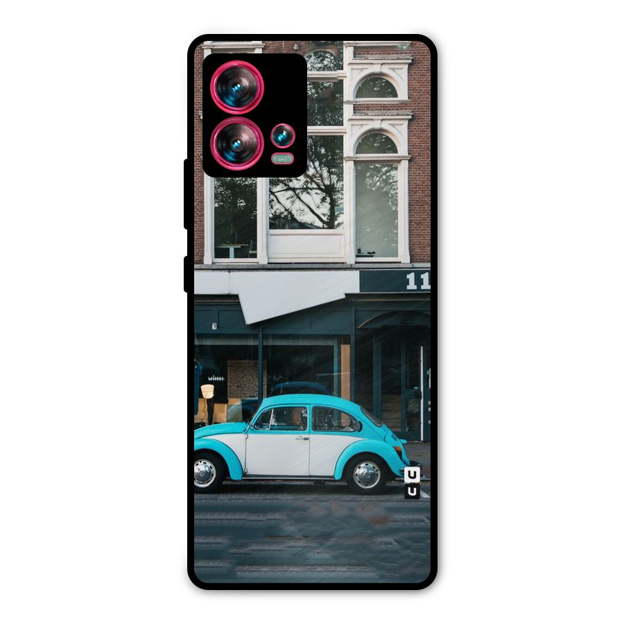 Mini Blue Car Metal Back Case for Motorola Edge 30 Fusion