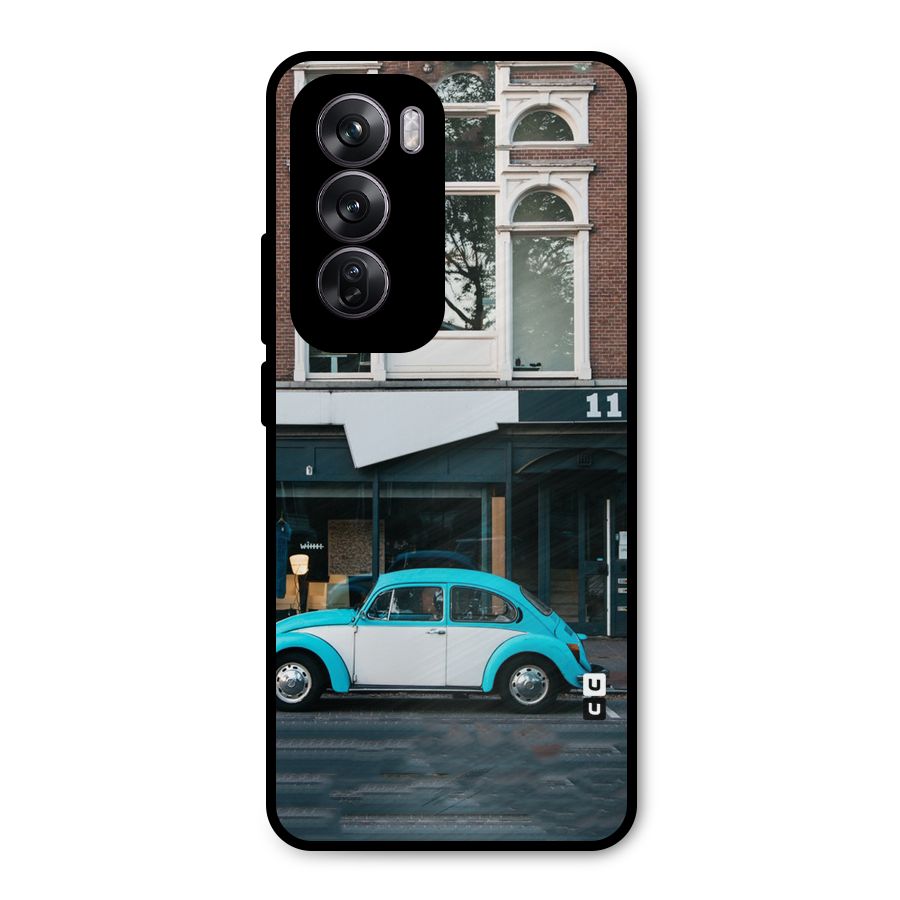 Mini Blue Car Metal Back Case for Oppo Reno12 Pro