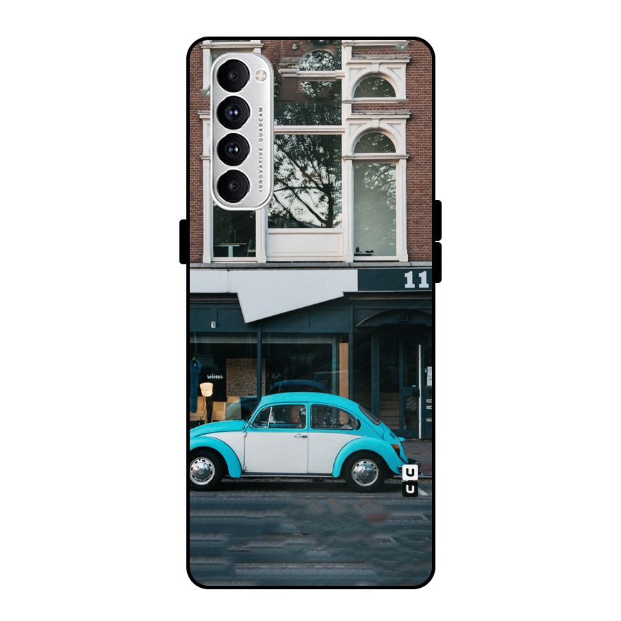 Mini Blue Car Metal Back Case for Oppo Reno4 Pro