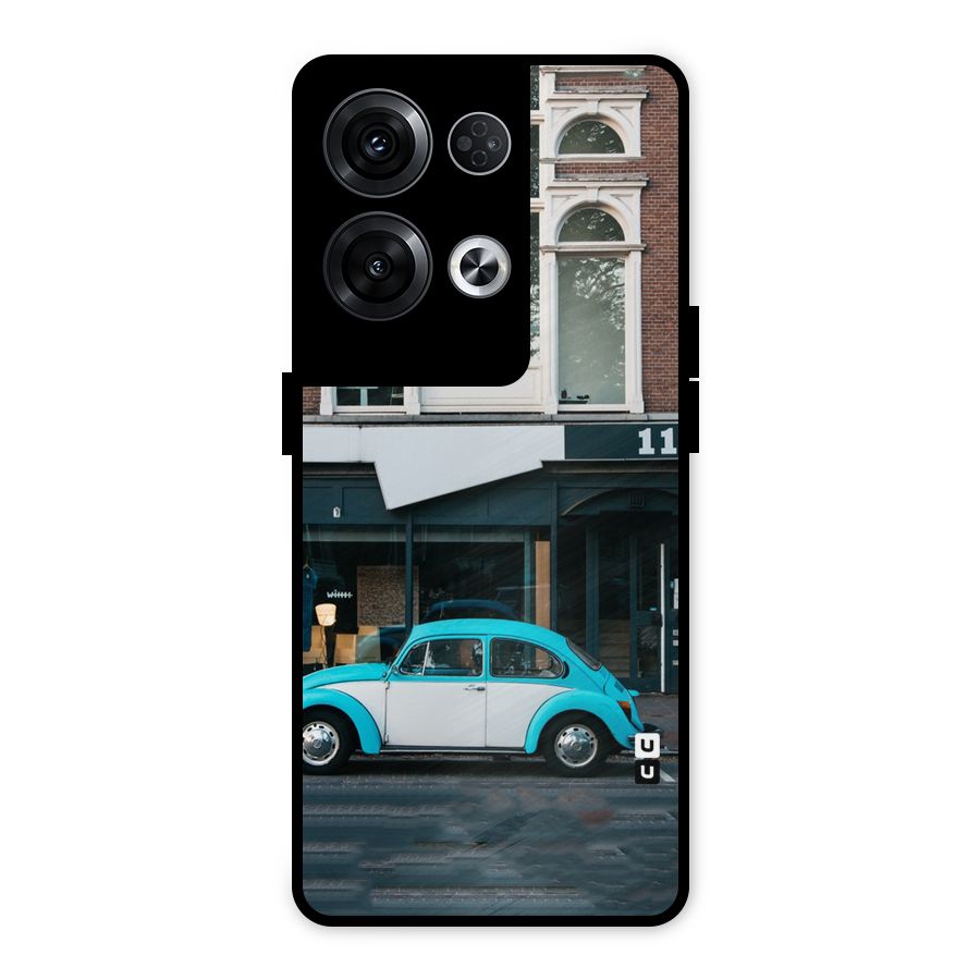 Mini Blue Car Metal Back Case for Oppo Reno8 Pro 5G