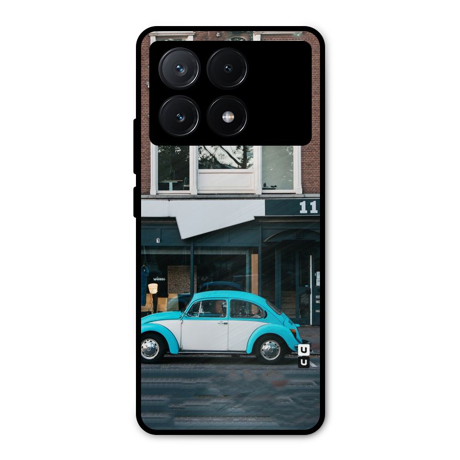 Mini Blue Car Metal Back Case for Poco X6 Pro