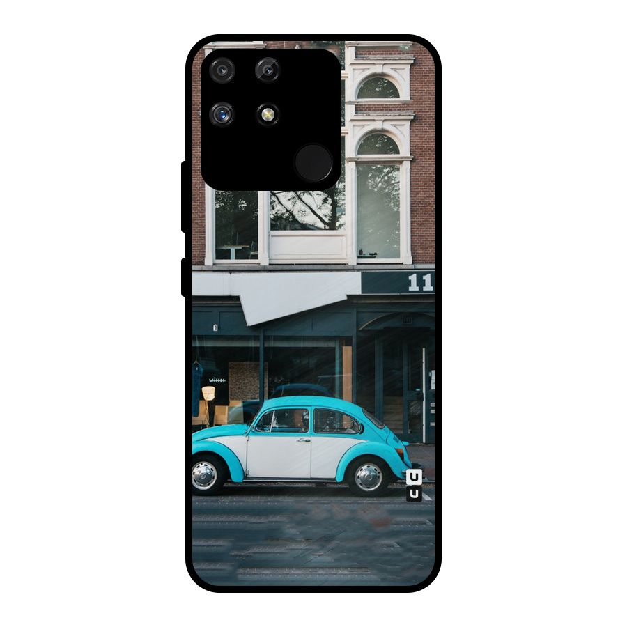 Mini Blue Car Metal Back Case for Realme Narzo 50A