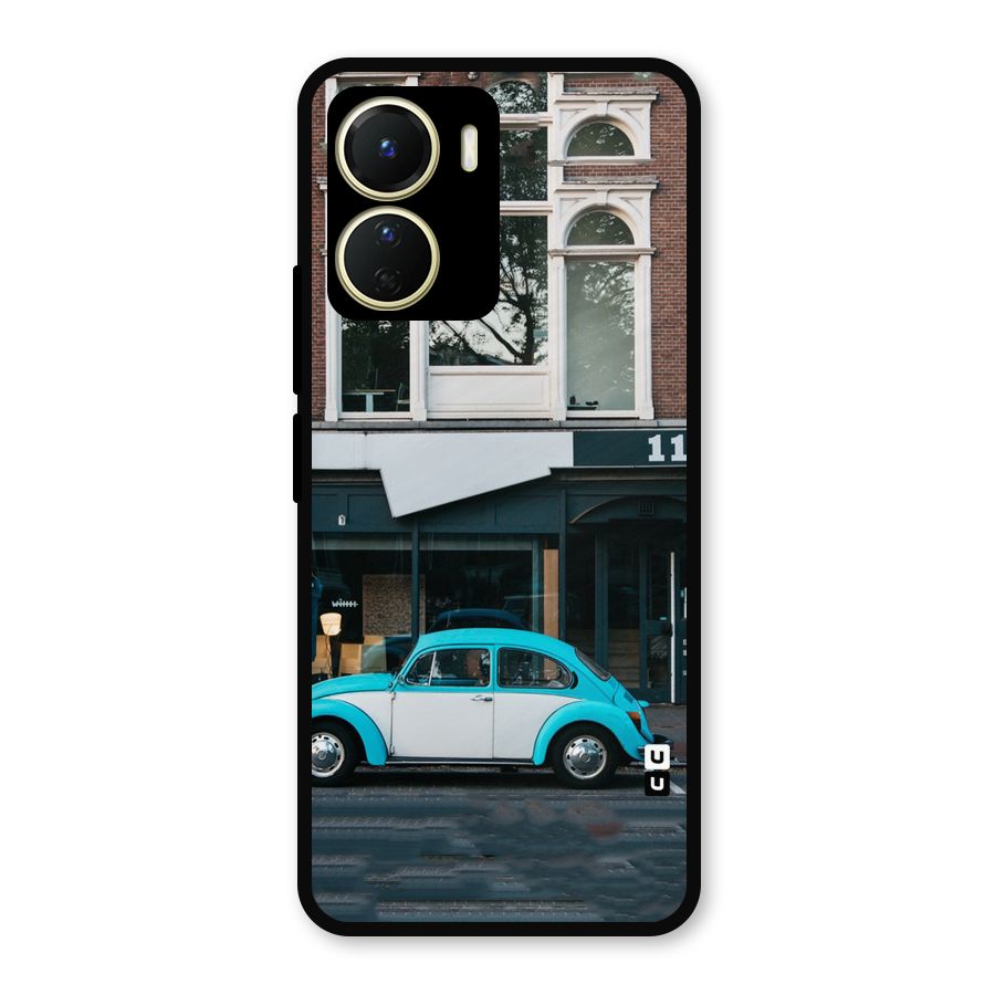 Mini Blue Car Metal Back Case for Vivo T2x