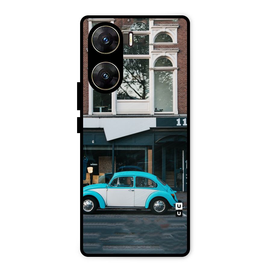 Mini Blue Car Metal Back Case for Vivo V29e