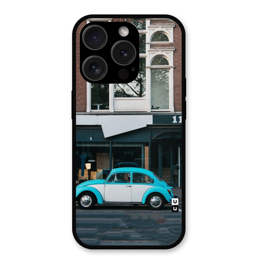 Mini Blue Car Metal Back Case for iPhone 15 Pro