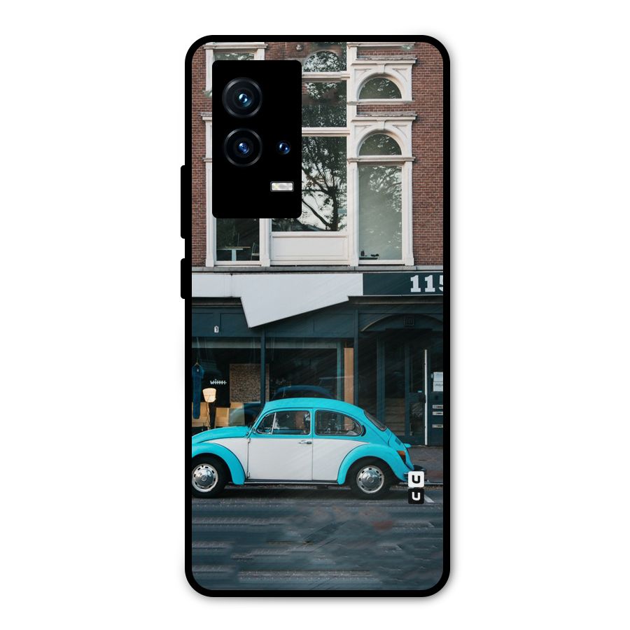 Mini Blue Car Metal Back Case for iQOO 9 5G