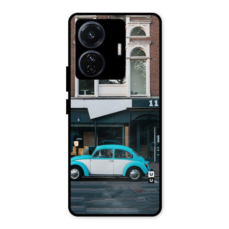 Mini Blue Car Metal Back Case for iQOO Z6