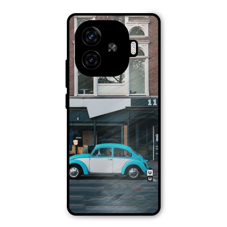Mini Blue Car Metal Back Case for iQOO Z9 Turbo