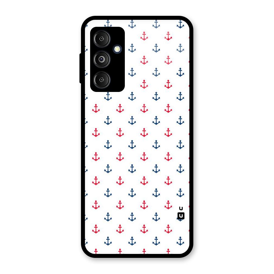 Minimal Anchor Pattern Glass Back Case for Galaxy M14 5G