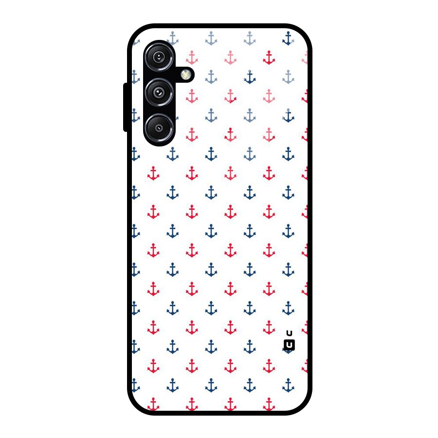 Minimal Anchor Pattern Glass Back Case for Galaxy M34 5G