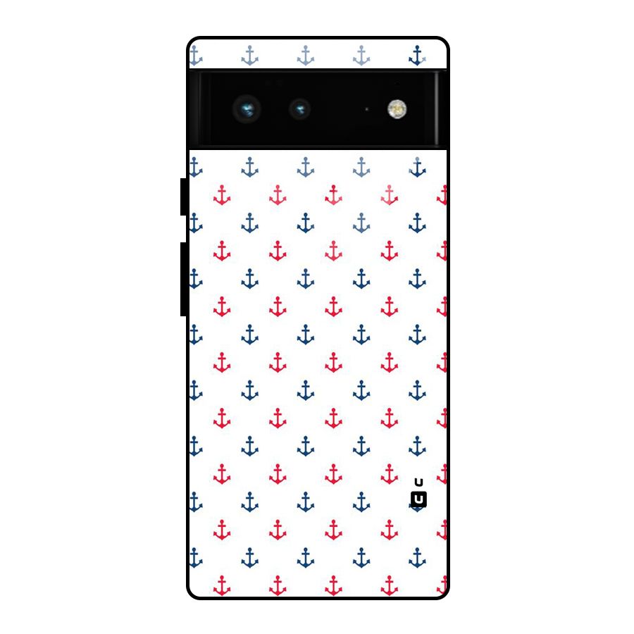 Minimal Anchor Pattern Glass Back Case for Google Pixel 6