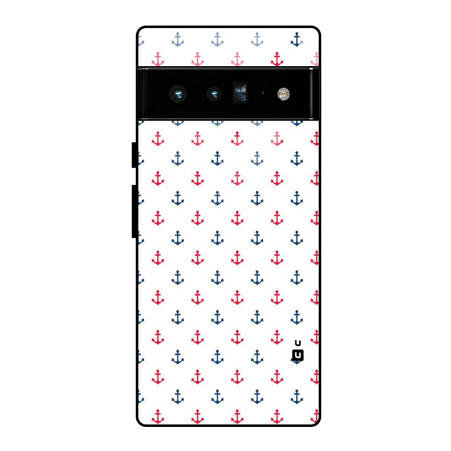 Minimal Anchor Pattern Glass Back Case for Google Pixel 6 Pro