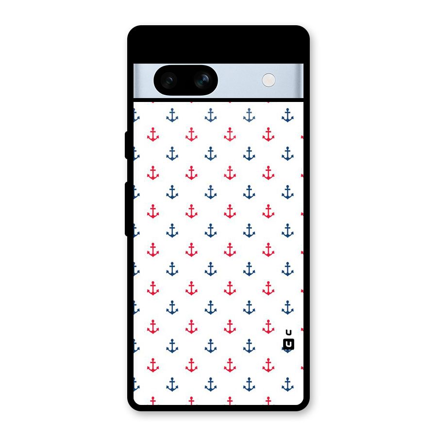 Minimal Anchor Pattern Glass Back Case for Google Pixel 7a