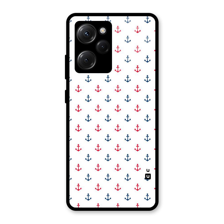 Minimal Anchor Pattern Glass Back Case for Poco X5 Pro