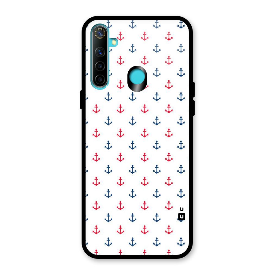 Minimal Anchor Pattern Glass Back Case for Realme 5