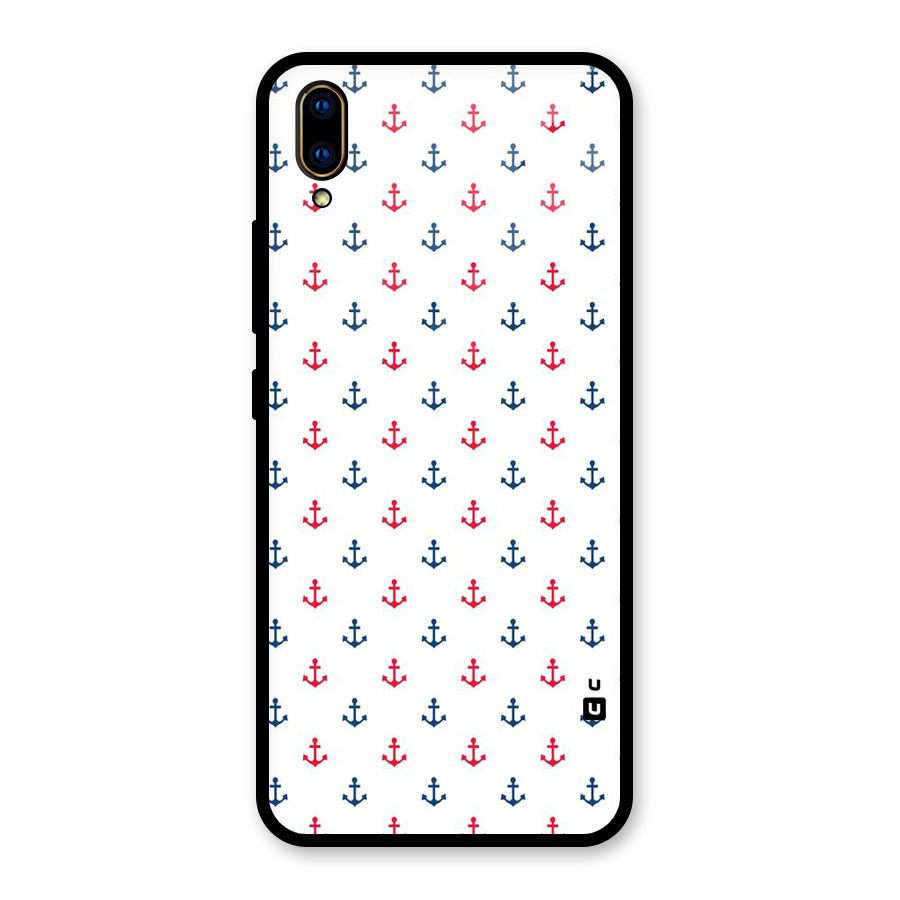 Minimal Anchor Pattern Glass Back Case for Vivo V11 Pro