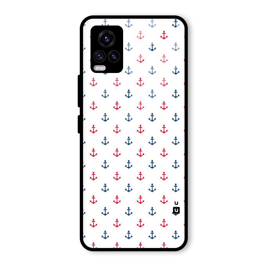 Minimal Anchor Pattern Glass Back Case for Vivo V20 2021