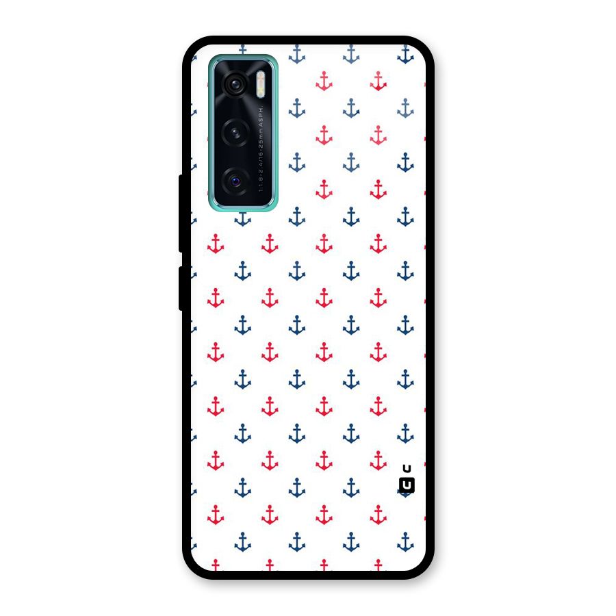 Minimal Anchor Pattern Glass Back Case for Vivo V20 SE