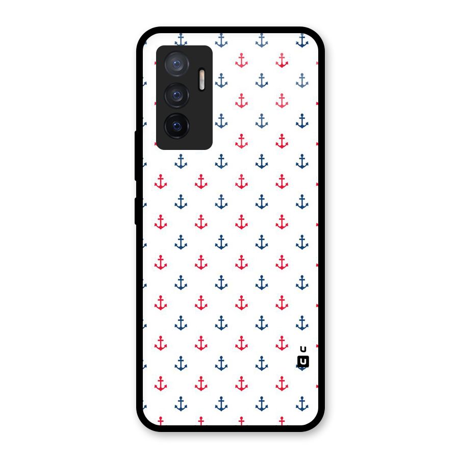 Minimal Anchor Pattern Glass Back Case for Vivo V23e