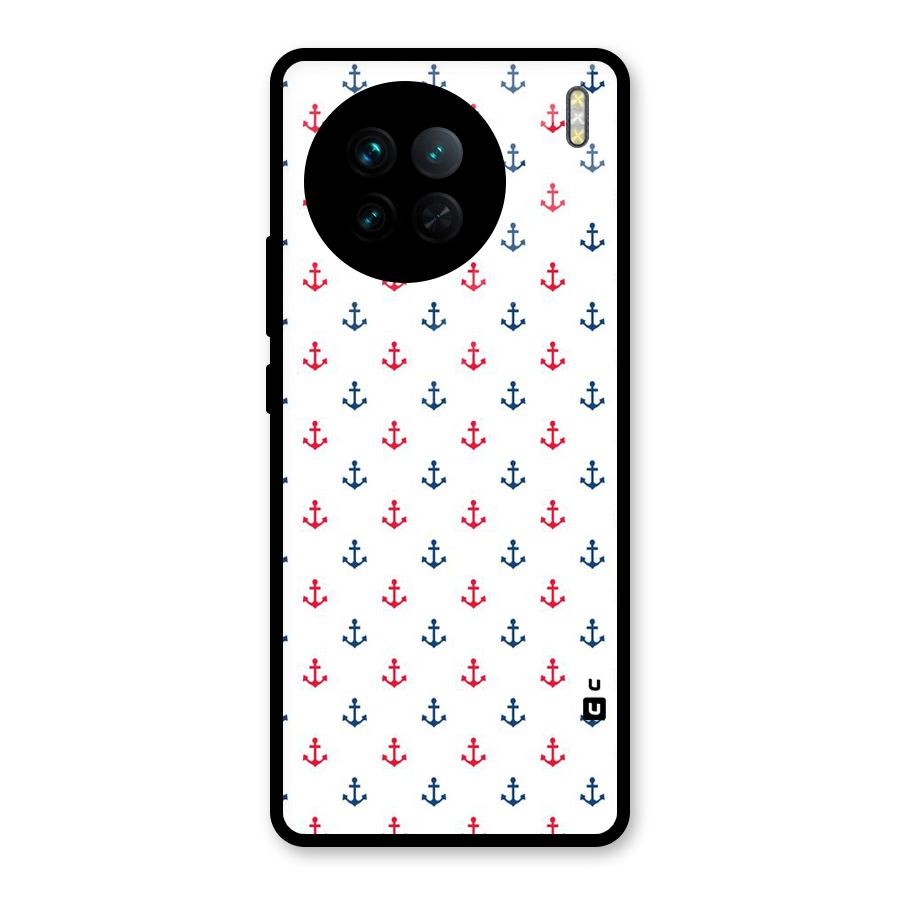 Minimal Anchor Pattern Glass Back Case for Vivo X90