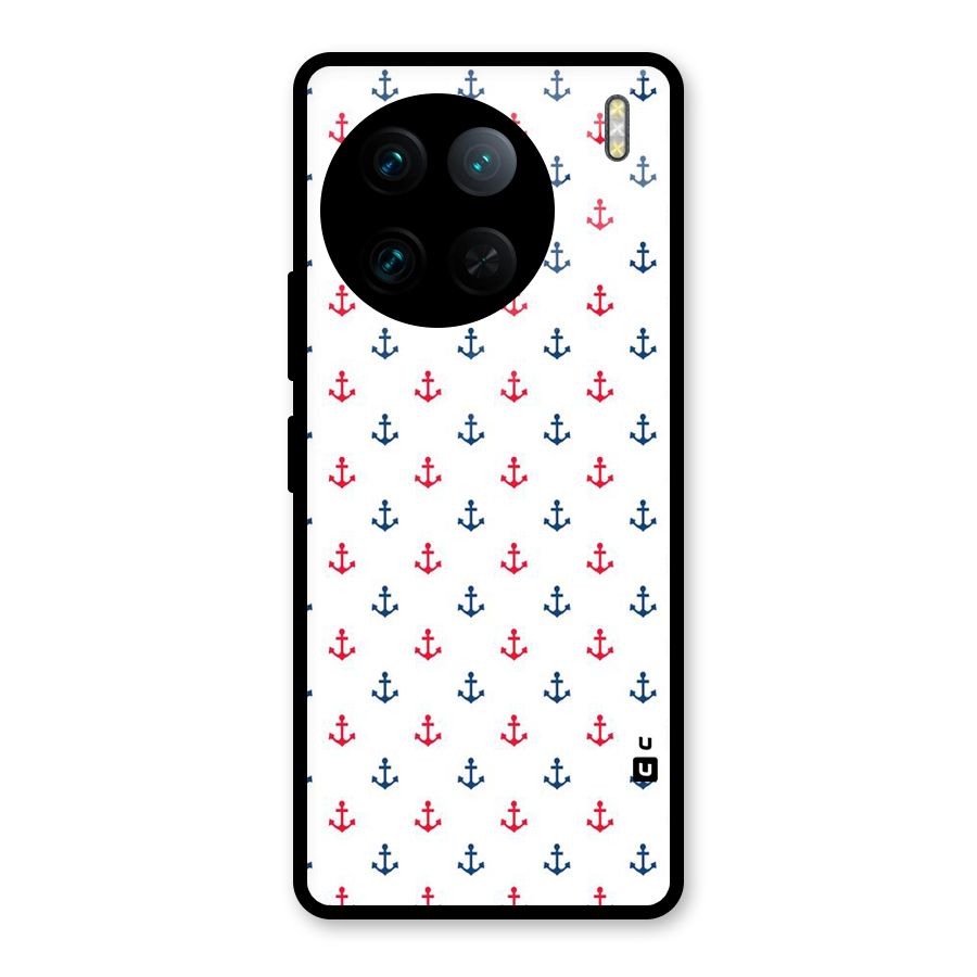 Minimal Anchor Pattern Glass Back Case for Vivo X90 Pro