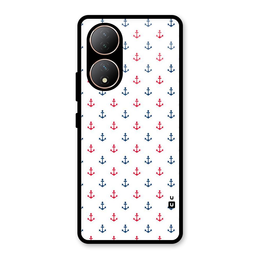 Minimal Anchor Pattern Glass Back Case for Vivo Y100A