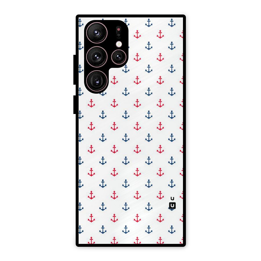Minimal Anchor Pattern Metal Back Case for Galaxy S22 Ultra 5G