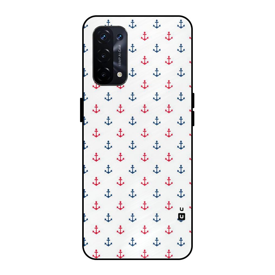 Minimal Anchor Pattern Metal Back Case for Oppo A74 5G