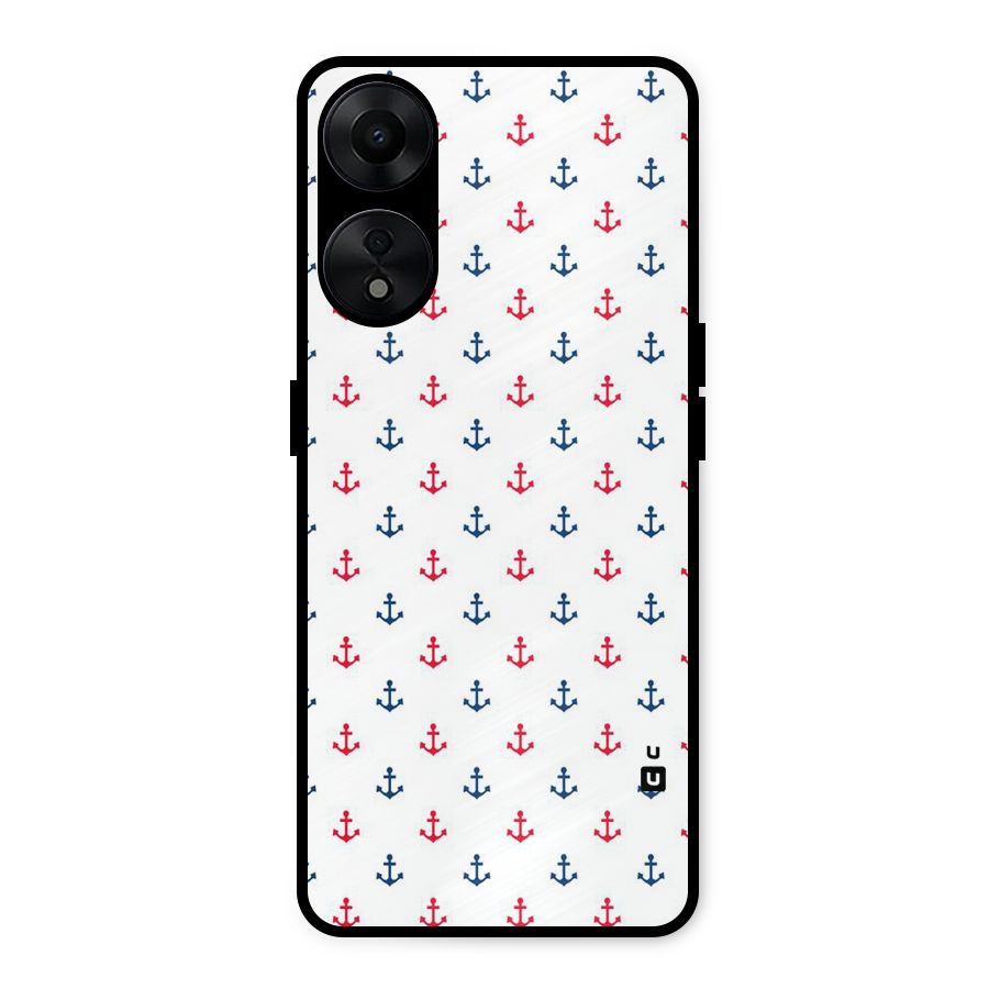 Minimal Anchor Pattern Metal Back Case for Oppo A78 5G