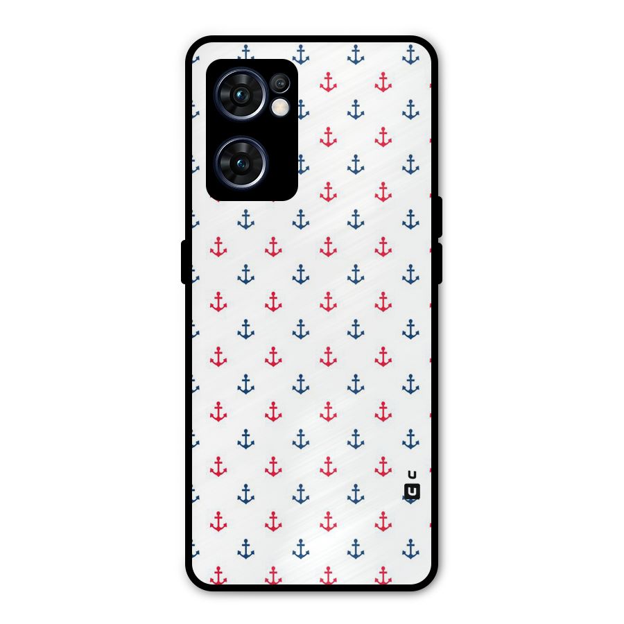 Minimal Anchor Pattern Metal Back Case for Oppo Reno7 5G