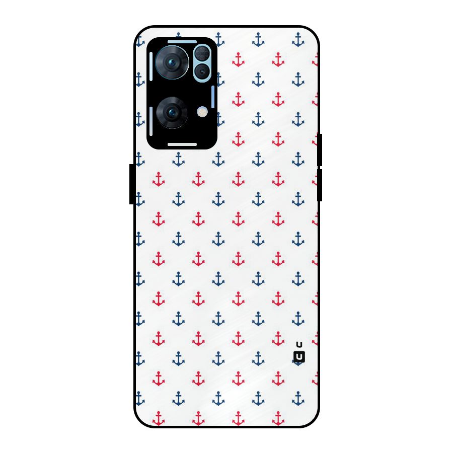 Minimal Anchor Pattern Metal Back Case for Oppo Reno7 Pro 5G