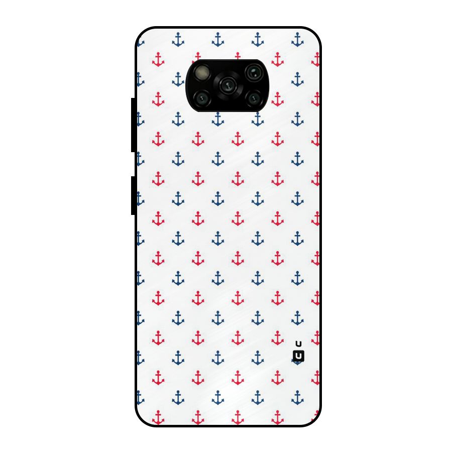 Minimal Anchor Pattern Metal Back Case for Poco X3