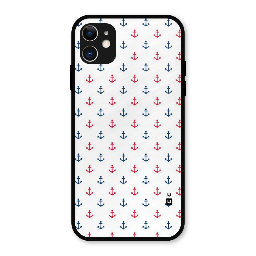 Minimal Anchor Pattern Metal Back Case for iPhone 11