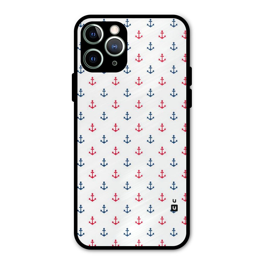 Minimal Anchor Pattern Metal Back Case for iPhone 11 Pro Max